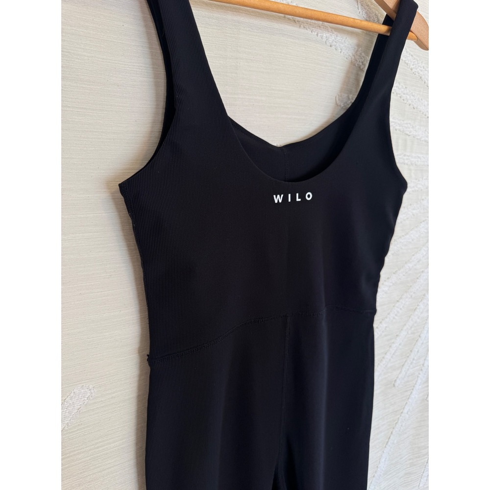 WILO The Label Women's Medium Black Ribbed Flare Leg Activewear Jumpsuit - Picture 9 of 9